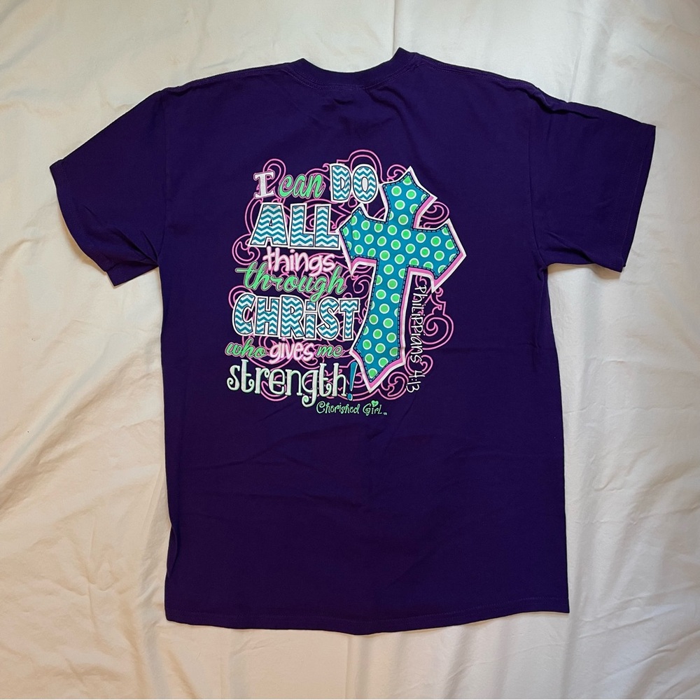 Cherished Girl Purple Cotton Philippians 4:13 T-Shirt